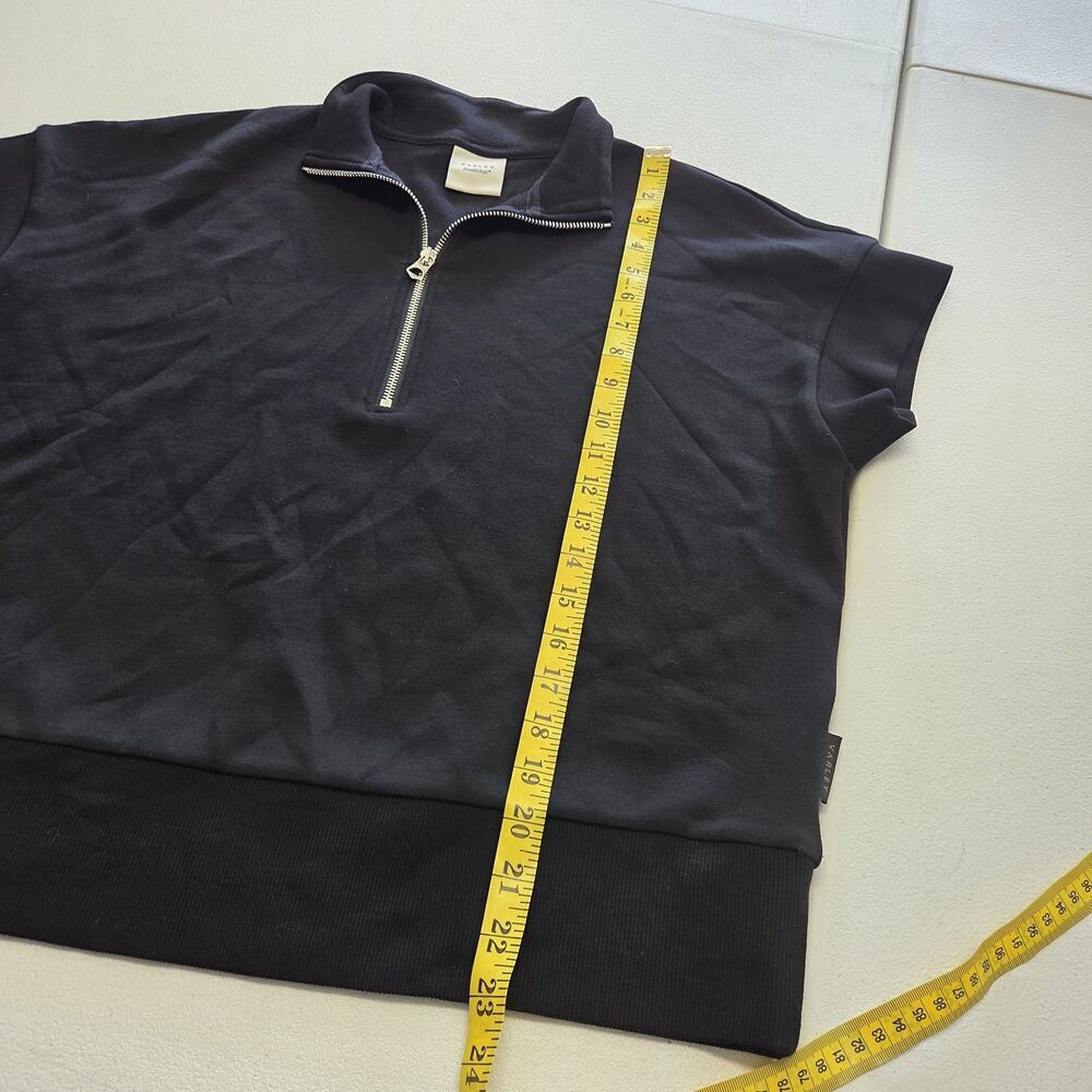 Varley Ritchie Short Sleeve Sweat Black Size Extra Small DoubleSoft Half Zip - Picture 7 of 7